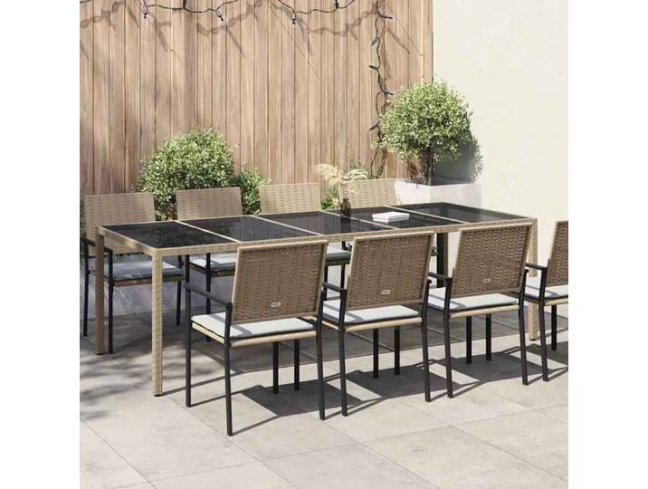 NEW Beige Table élégant - CHIC - Table de Jardin Beige polyrotin - Meuble de balcon &72002