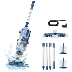 VEVOR Akku-Poolsauger Handpoolsauger Bodensauger Unterwassersauger 100L/min, Poolreiniger für Aufstellpools 60 Minuten Laufzeit Starke Saugkraft für Blätter & Schmutz mit Verlängerungsstange