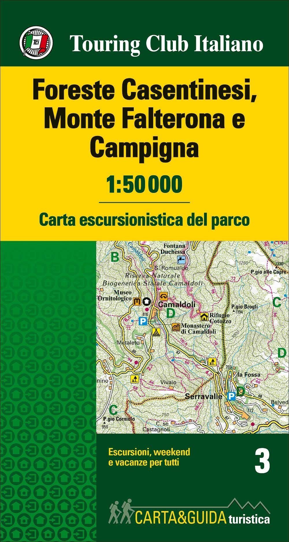 Carte détaillée + guide - Parc national de la Forêt Casentinesi, Mont Falterona et Campigna (Toscane)   Touring Club Italiano