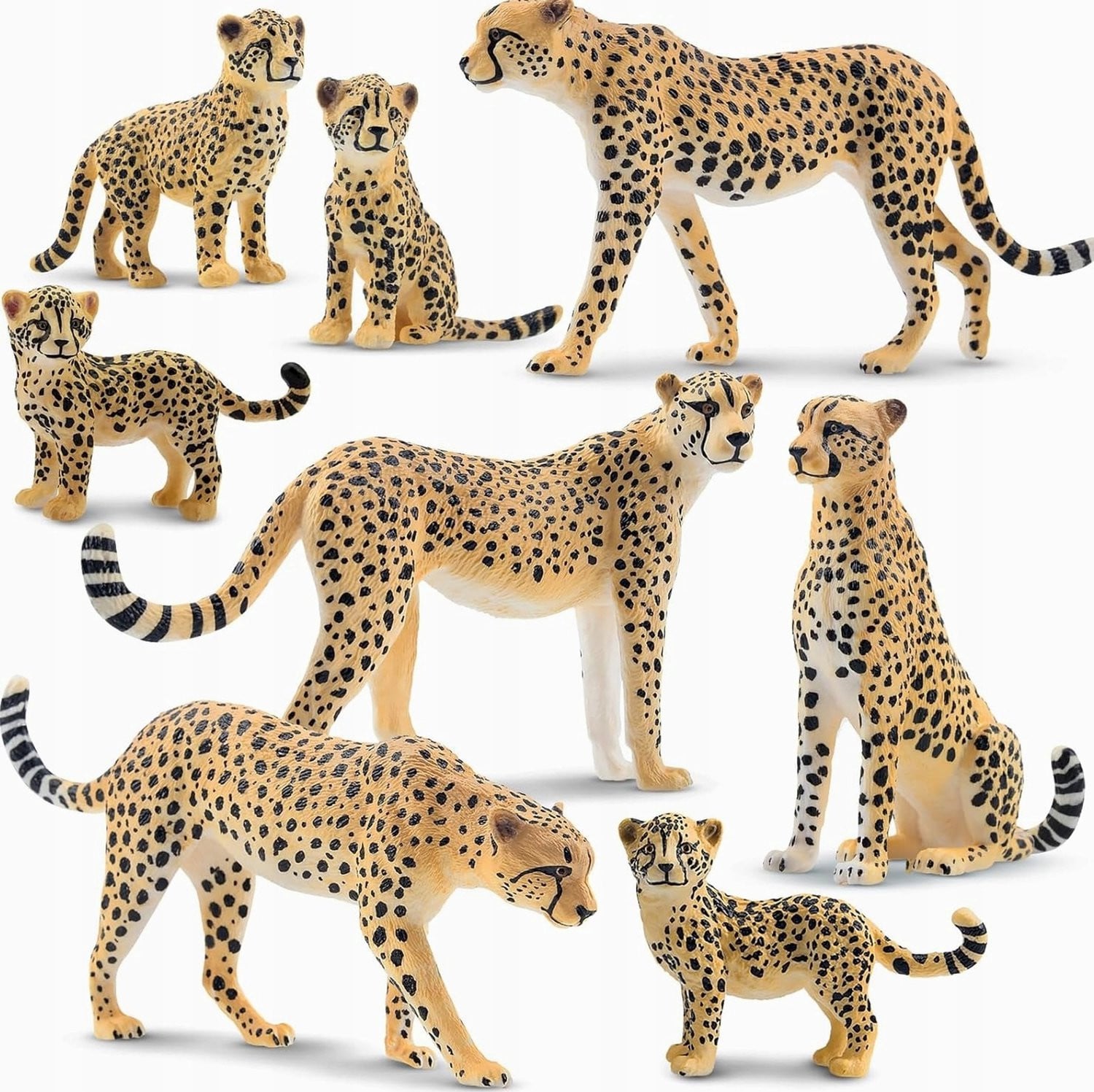 Realistische Cheetah Speelgoed Figuren Set - 8 Stuks