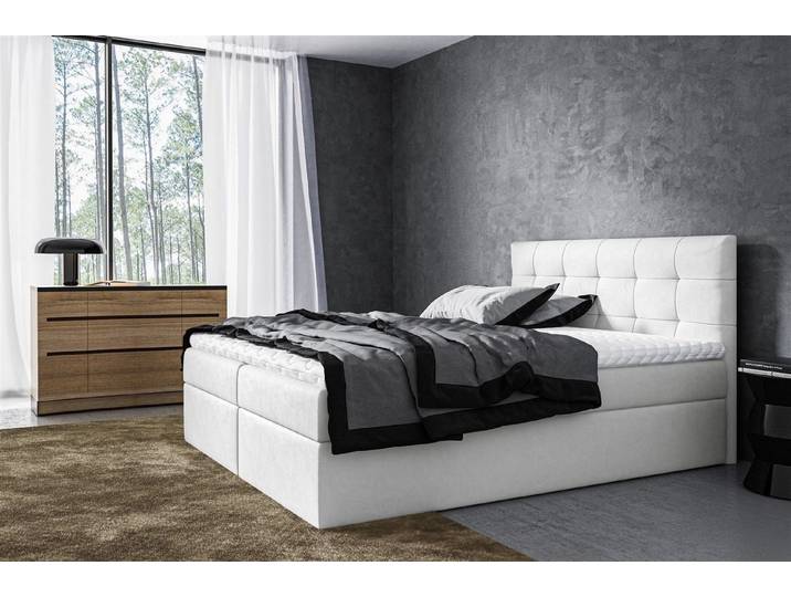 Fun Möbel Boxbett Schlafzimmerbett VIDE in Stoff Weiß (inkl. Bettkasten, 1-St., inkl. Kaltschaumtopper)