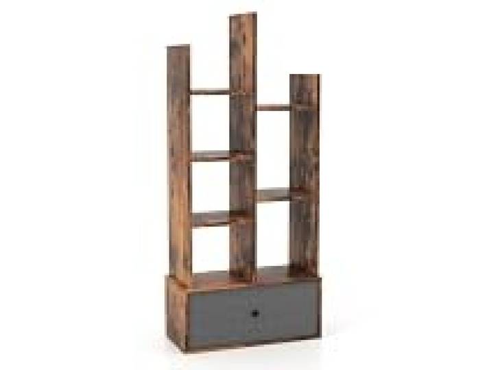 Helloshop26 Bibliothèque arborescente à 7 Niveaux 53 x 24 x 118 cm Rangement Pratique Finition Mate en Bois Marron 20_0020041