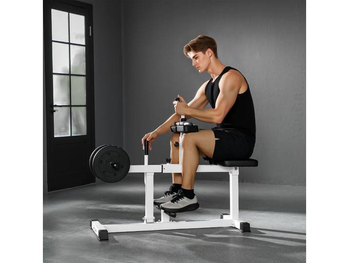 SPORTNOW Appareil Mollets Réglable Blanc, Entraînement Jambes Maison