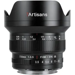 7artisans Festbrennweite 7.5mm F/3.5 Ultra Wide APS-C – Canon EF (Canon EF, APS-C / DX), Objektiv, Schwarz