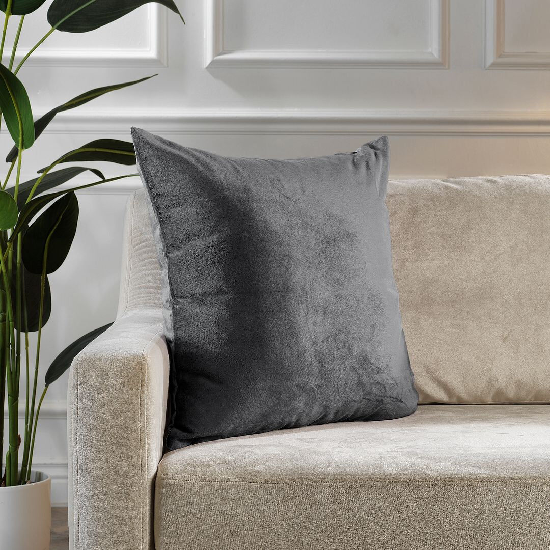 Lilijan Home & Curtain Matte Velvet Cushion Cover - 1 Pc Gray 61cm x 61cm