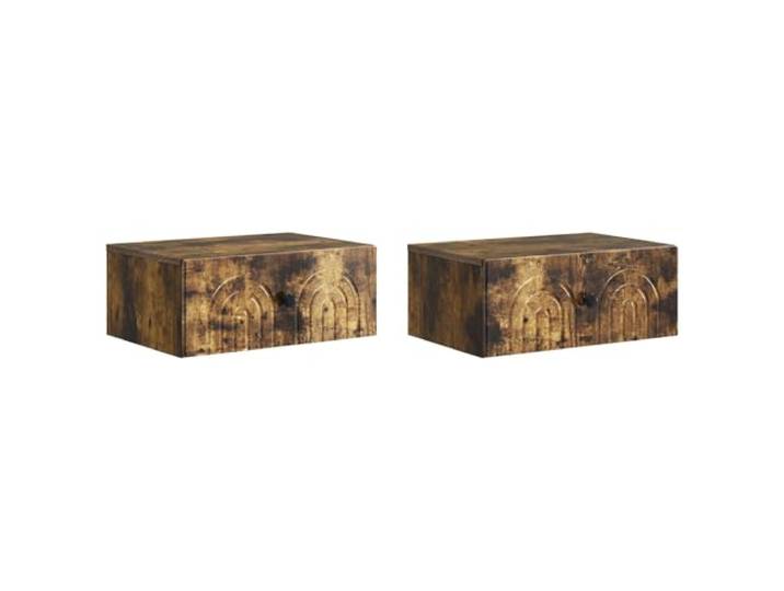KUPTYERFG 2er Set Wandnachttisch Schwebend Geräucherte Eiche Platzsparende Schwebe-Nachtkommoden mit Schubladen für Schlafzimmer und Wohnzimmer aus robustem Holzwerkstoff.