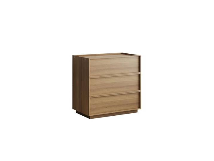 VLIVRA Commode avec 3 tiroirs et glissières métalliques - pour chambre ou entrée - en MDF - 80×48×78 cm - chêne
