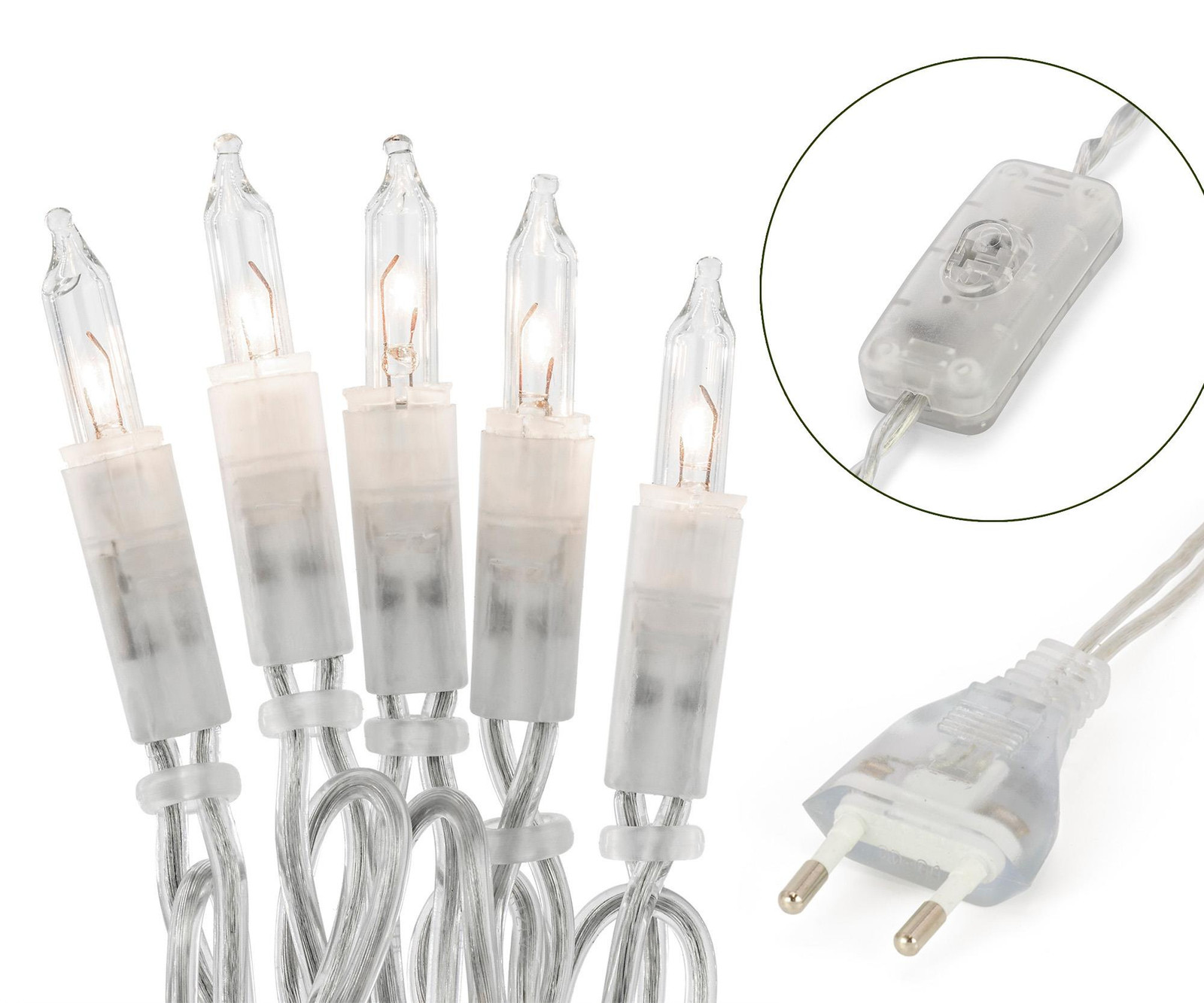 Hellum Lichtketting met 20 mini-kaarsen in retro-stijl, transparant, voor binnenshuis
