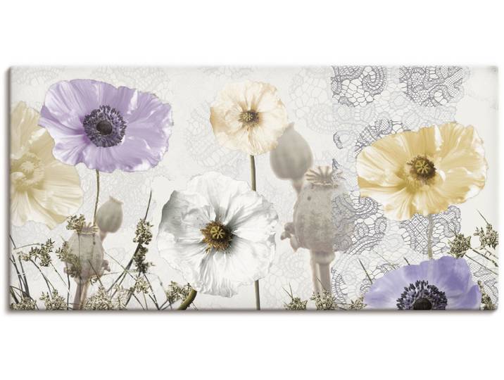 Leinwandbild ARTLAND Glänzende Mohnblumen , weiss (farbe bild(er): weiß), B:60cm H:30cm, Bilder, Leinwandbild, auf Holzrahmen gespannt