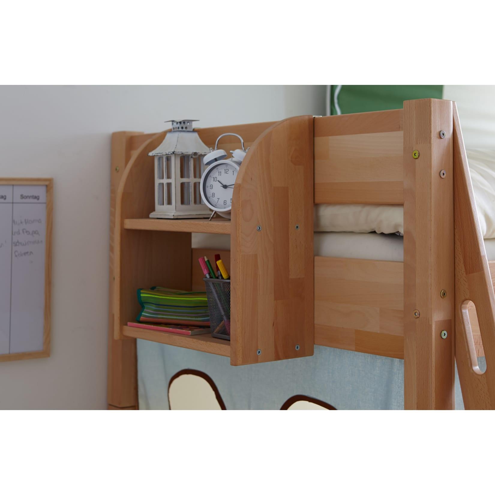 TiCAA Einhängeregal Hochbett und Etagenbett Buche mit geölter Oberfläche