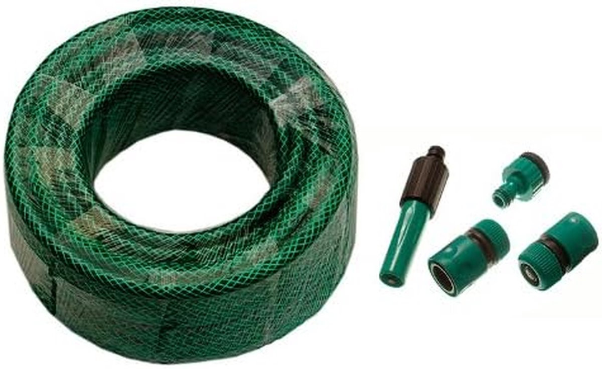 Knikbestendige gevlochten tuinslang set voor tuinbesproeiing, 60 meter, groen