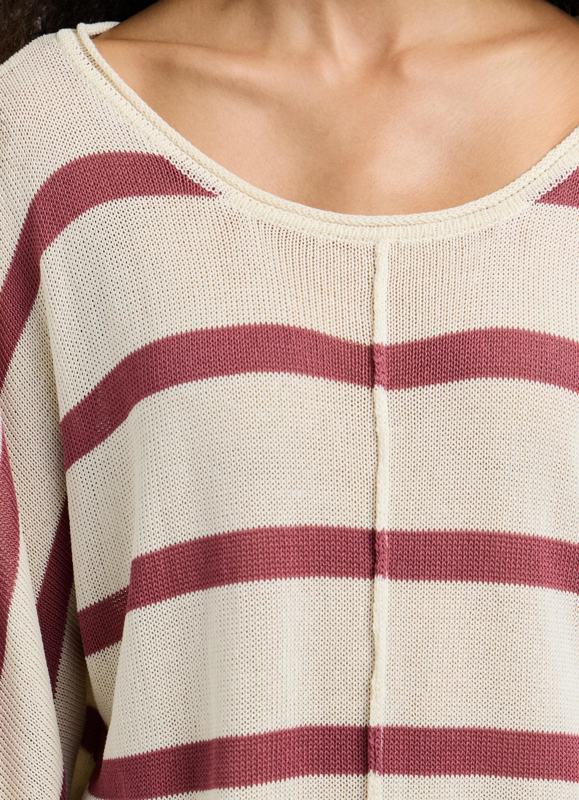 Strickpullover PEPE JEANS "ALBERTA", Damen, Gr. S, beige (schwarz blush pink), Strick, Obermaterial: 100% Baumwolle, gestreift, lässig geschnitten hüftbedeckend, Rundhals, Rippstrickbündchen, Pullover Strickpullover, im Streifen-Design, locker geschnitten