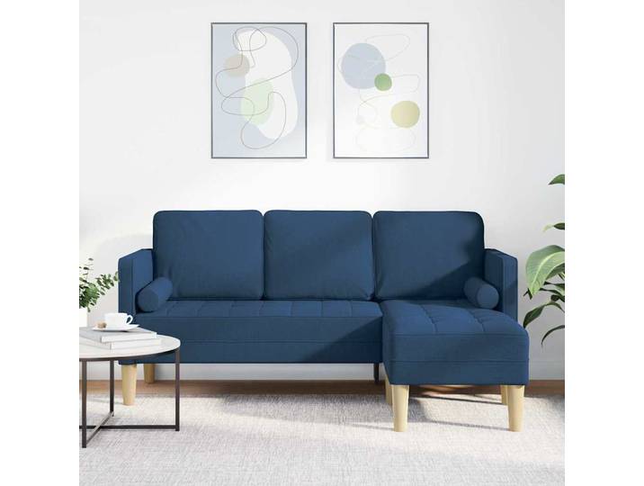 vidaXL Sofa Set mit Kissen Blau Polyester