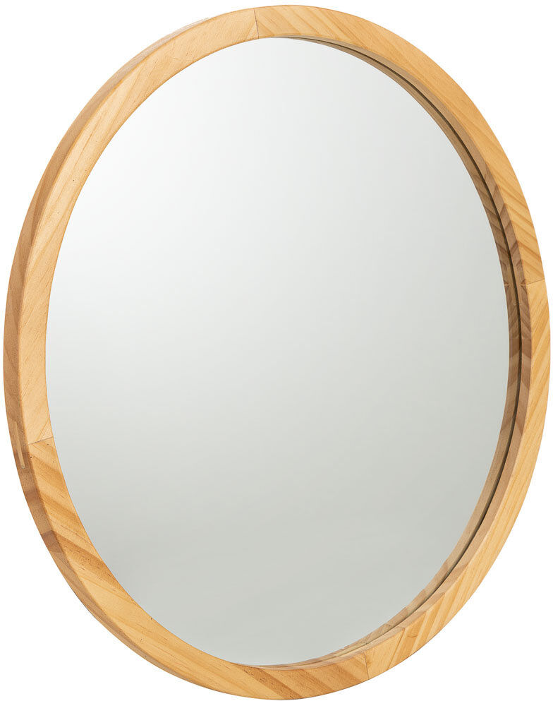 17 Stories Rufael Solid Wood Round Wall Mirror Brown 50cm H X 50cm W X 2cm D