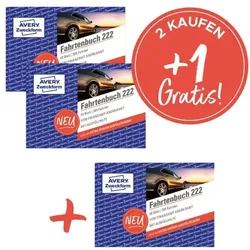 Avery Zweckform 2+1 GRATIS Aktion: Fahrtenbuch für PKW »222« A6 quer 56 Blatt 3 Stück weiß, 14.8x10.5 cm