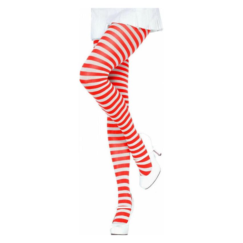 Leg Avenue Gestreifte Strumpfhose Weiss/Rot (LA7100HR)