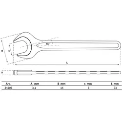 BGS Einmaulschlüssel DIN 894 SW 6 mm - 34206