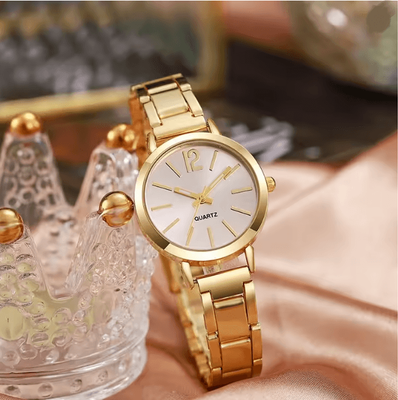 Inspire Essentials Luna Grace Stainless Steel Women Quartz Watch With Simple Circular Dial a