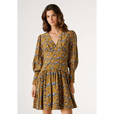 Maxikleid PEPE JEANS "Kleid AVI DRESS", Damen, Gr. XS, Normalgrößen, gelb (dk amber orange), 82% Viskose, 18% Polyamid, Kleider Maxikleid