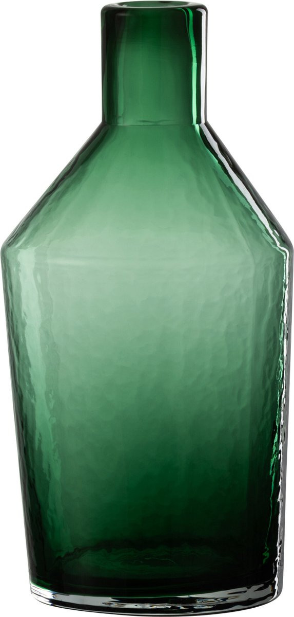 J-Line Decoratieve glazen vaas Fles - Groen - Hoogte: 28 cm
