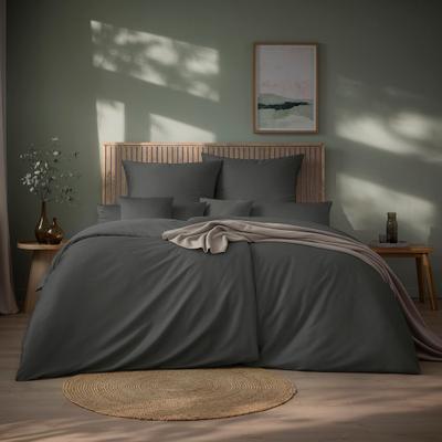 Bettwäsche ESTELLA "Valetta", grau, B/L: 200cm x 220cm, 1 Stk., 2 Stk., Mako-Satin, B/L: 80cm x 80cm & 80cm x 80cm, Mako-Satin, Obermaterial: 100% Baumwolle, Bettwäsche, Bettwäsche