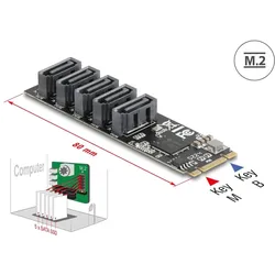 DELOCK M.2 2280 Key B+M Kontroller zu 5 x SATA