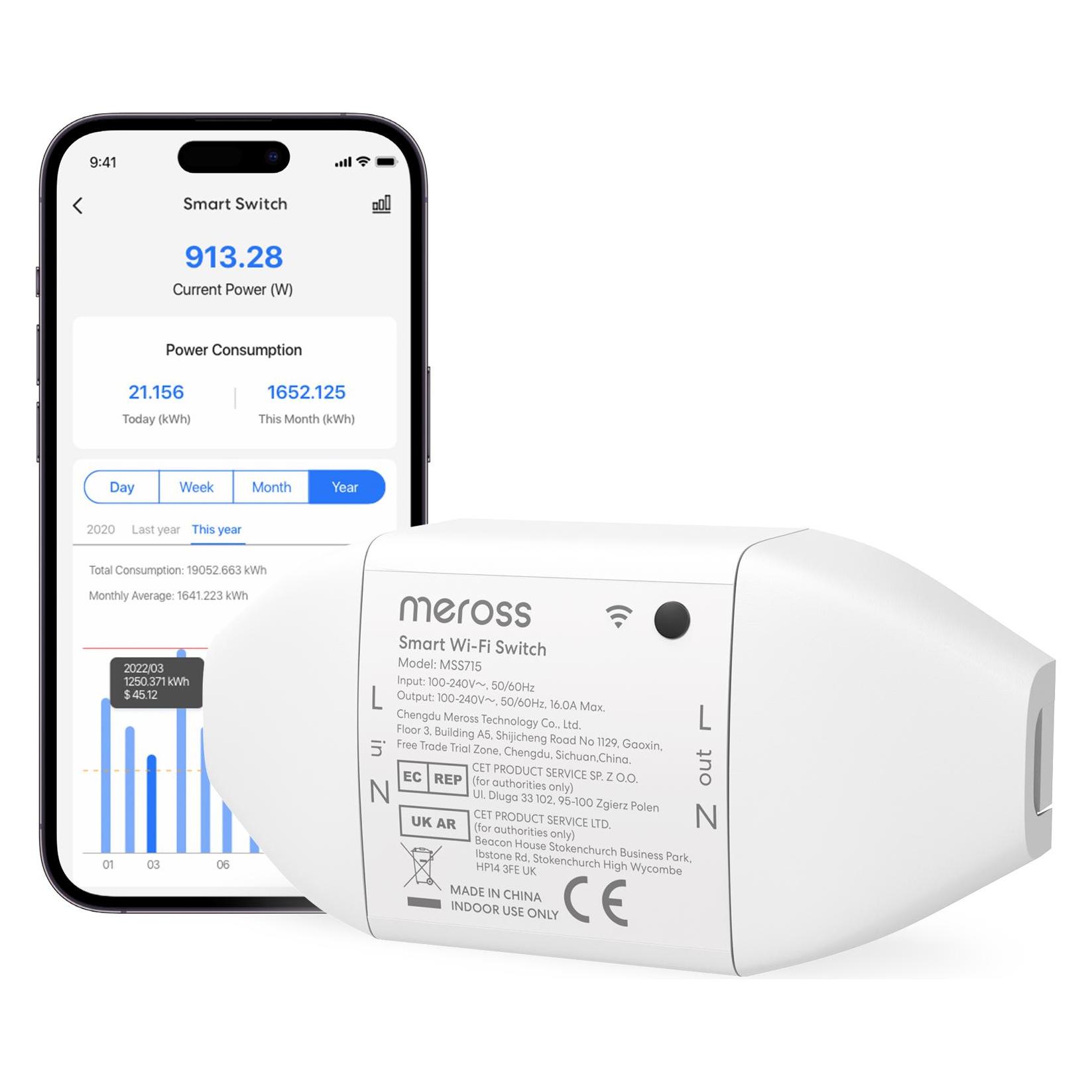 Meross Smart Wi-Fi Switch MSS715 (Schaltaktor) (MSS715MA-UN)