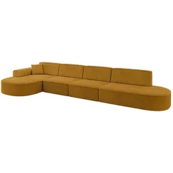 ECKSOFA Ottomane Links MARI-L3 - 413x171x79 cm Senfgelb Cord