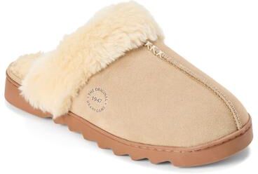 Women's Helena Genuine Suede Scuff by Dearfoams in Sand (Size 7 M)