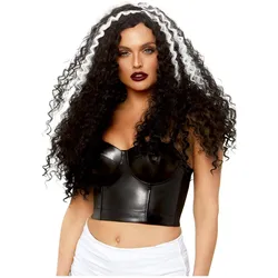 Leg Avenue Lange Curly Locken schwarz-weiss - für Fasching