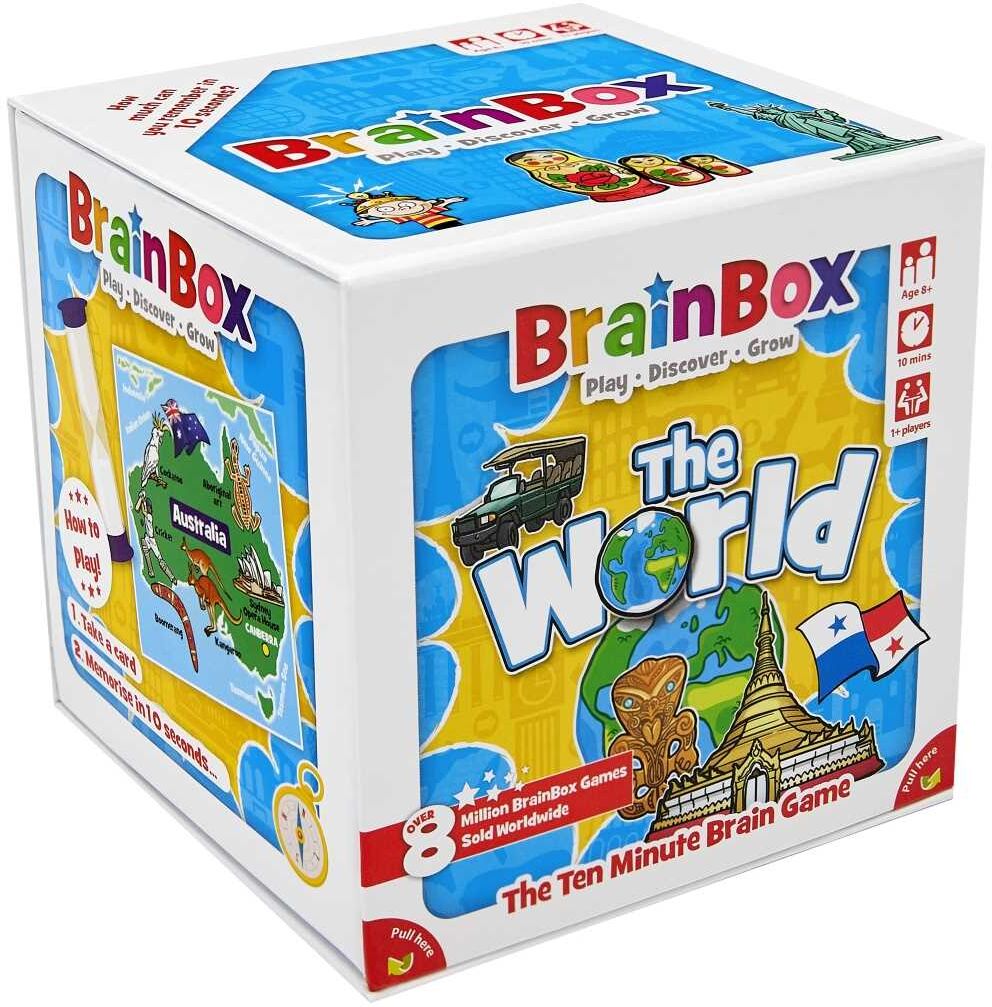 BrainBox The World (Refresh 2022) - Fast-Paced Observation and Memory Game for 1-4 Players, Ages 8+, by Bezzerwizzer
