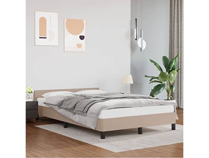 Kunstleder Bettgestell mit Kopfteil Schlafzimmer 120x190cm Braun Bettgestell ohne Matratze Cappuccino-Braun 120x190cm Kunstleder mit Kopfteil Stabile Beine Lattenrost Schlafzimmer Möbel