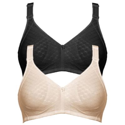 Bügelloser BH SUSA "2er Pack BH ohne Bügel Topsy Plus", Damen, Gr. 90, Cup E, bunt (beige schwarz), Obermaterial: 40% Baumwolle CO. 30% Polyamid PA. 30% Elasthan EL., BHs