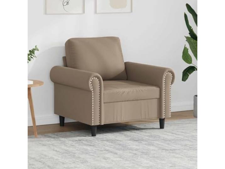 HEFZGDB Cappuccino-Brauner Sessel aus strapazierfähigem Kunstleder mit Metallgestell, 60 cm Breite, gepolsterte Sitzfläche für Komfortables Entspannen, modernes Design für Wohnzimmer