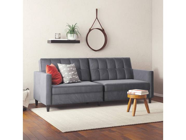 Livetastic Schlafsofa Hannover, Anthrazit, Kunststoff, Uni, 3-Sitzer, 203x82x83 cm, Rücken echt, Armteil links, rechts, Kinderzimmer & Jugendzimmer, Jugendmöbel, Jugendsofas