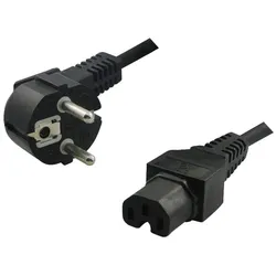 LogiLink Netzkabel Stecker 90° auf Warmgerätebuchse IEC C15 2m schwarz