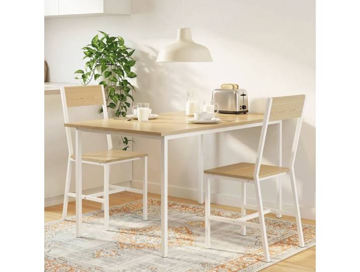 Chaises Tectake Salle à Manger Cuisine 2 Pièces Dossier Incliné Structure Métal Naturel
