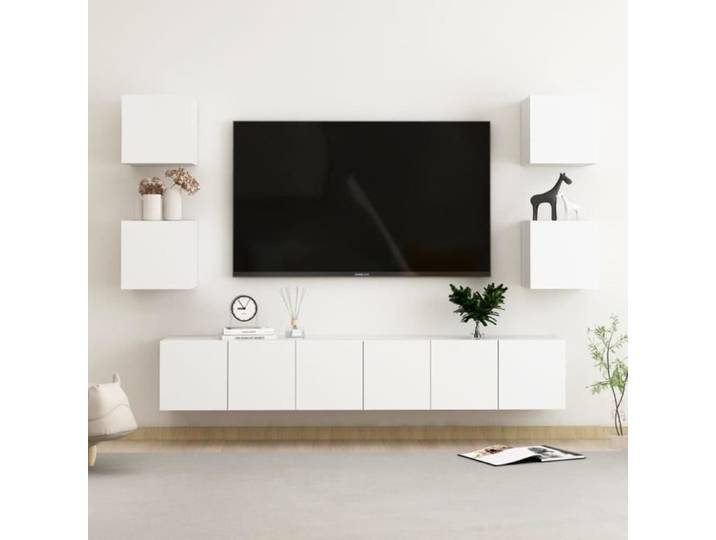 Ensemble de meubles TV 7 pcs Blanc Aggloméré