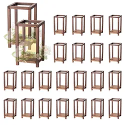 VEVOR 24x Holzlaternen, LED-Kerzenhalter aus Holz & Kunststoff, rustikales dekoratives Tafelaufsatz für Zuhause, ideal für Hochzeitstische, Partys, Bauernhäuser, Innendekoration, Braun
