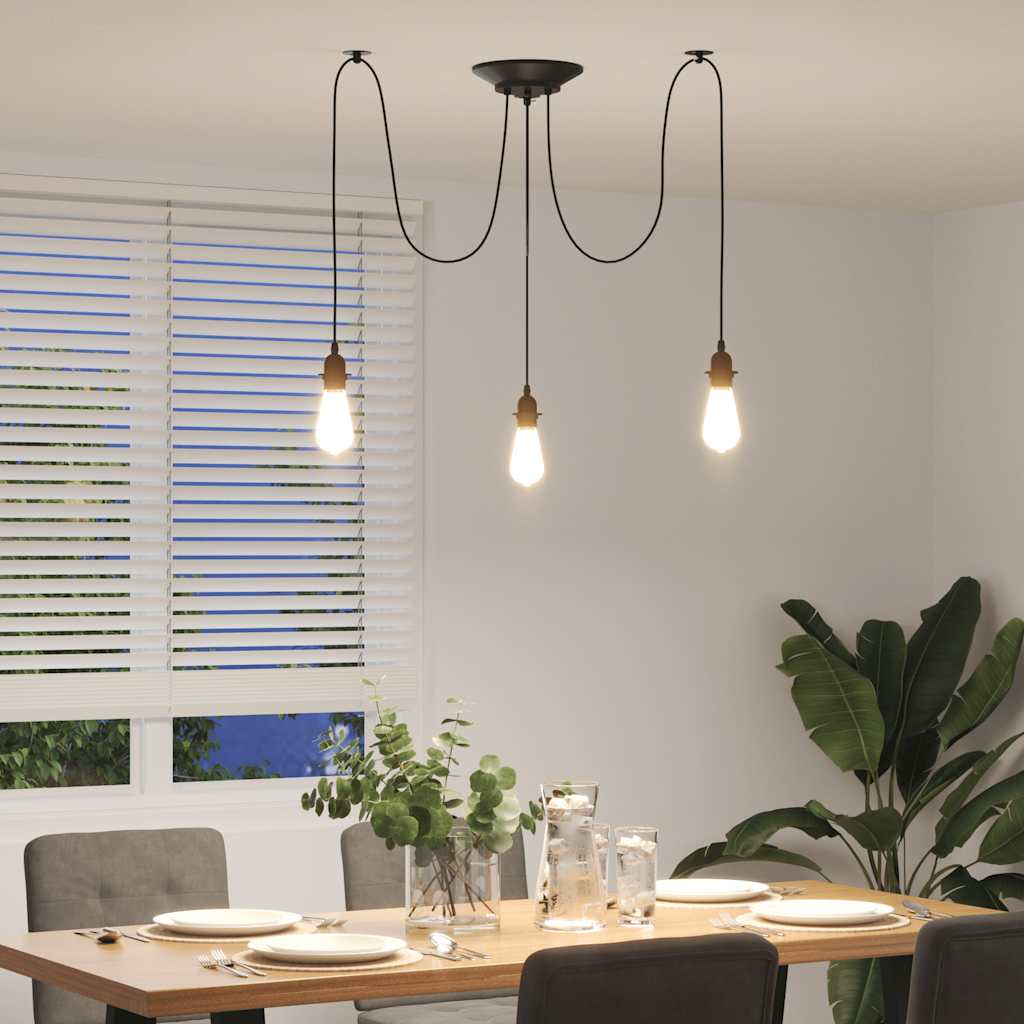 vidaXL Lámpara colgante con 3 portalámparas E27 metal negro Negro