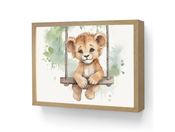 OnlyWow Wandleuchte MIT Akku Löwe - Tier - Kinder - Dschungel 40x30 cm, Weiß, Rechteckig, LED integrated, 40x30x8 cm, Lampen & Leuchten, Innenbeleuchtung, Wandleuchten