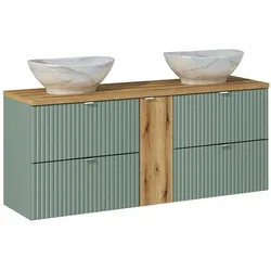 DOPPELWASCHTISCH 140.4cm Jade Grün und Holz