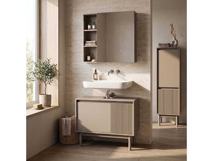 Ensemble de salle de bain 3 option 127 x 138 x 35cm Marron/Taupe