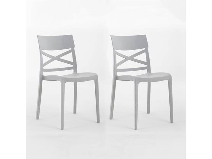 Chaises empilables - Martina - Polypropylène renforcé - Usage intérieur et extérieur - Lot de 2 - Gris clair
