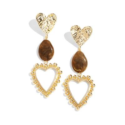 Paar Ohrhänger ADELIA´S "Ohrringe Ohrhänger mit Herzmotiv und ovalem Anhänger", Damen, Gr. Damen, gold (braun), Ohrringe, Modeschmuck mit Herzmotiv, stylisch gestaltet