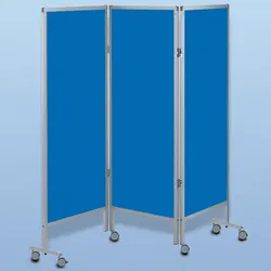 Raumteiler Paravent 3-flügelig mit Rollen PVC Hartschaum blau/blau/blau