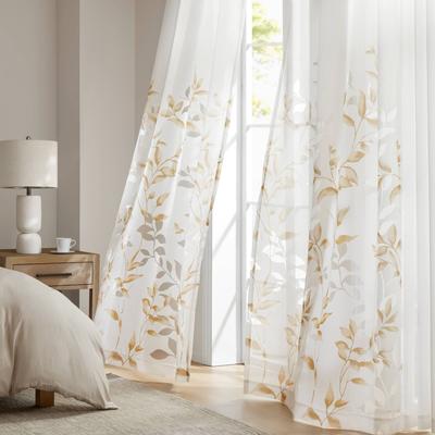 Madison Park Cecily Floral Printed Burnout Sheer Grommet Curtain Panel