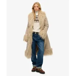 Superdry für Damen. W5012136A Afghanischer Mantel in Taupe (M), Lässig, Polyester
