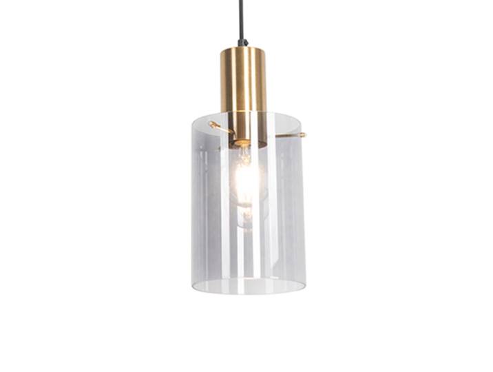 Suspension vintage en laiton avec verre fumé - Vidro
