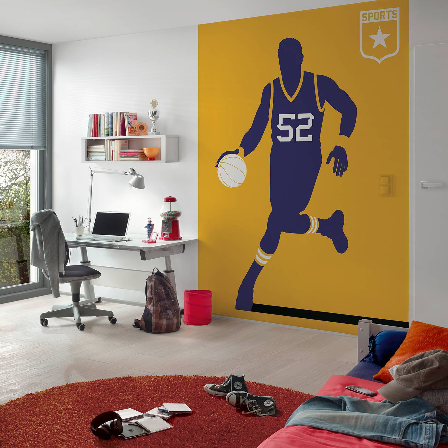 home24 Fotobehang Basketball Abstract Geel Structuurvlies